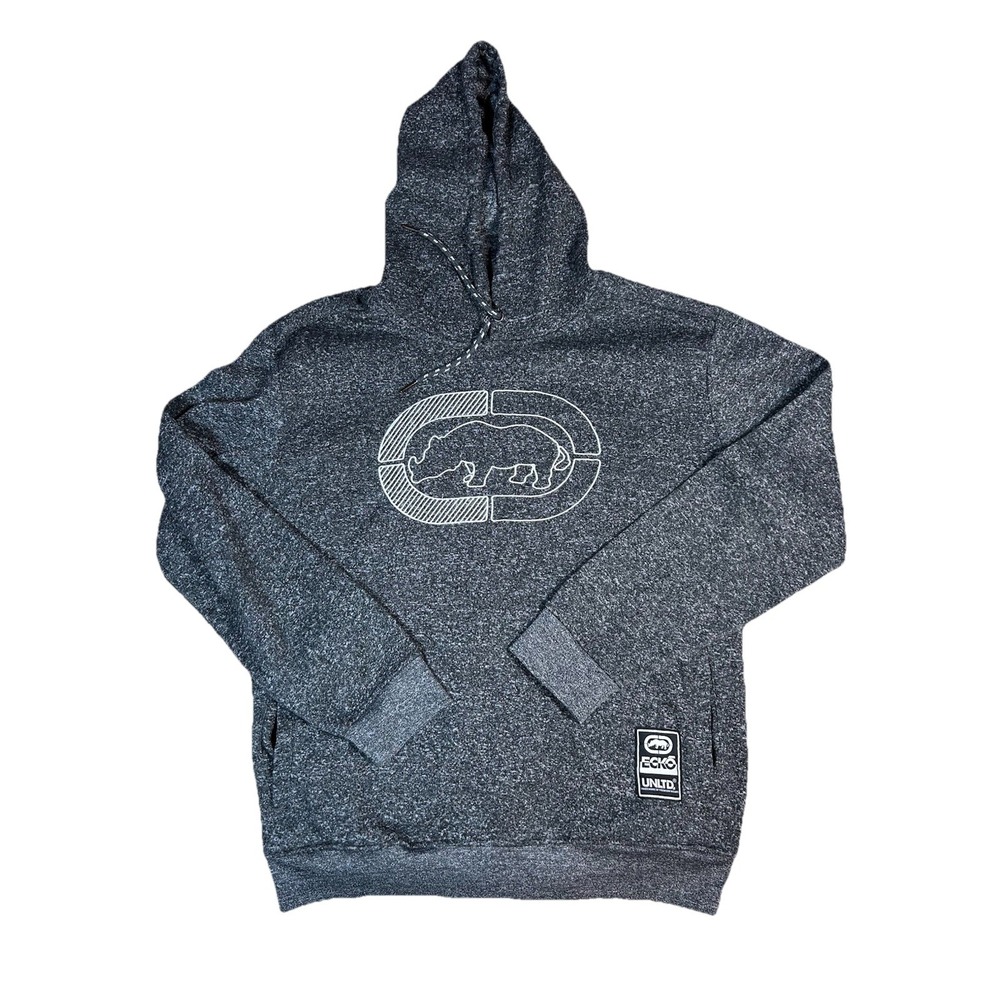 Ecko Unltd Hoodie Mens Large Gray Sweatshirt Rhino y2k Streetwear